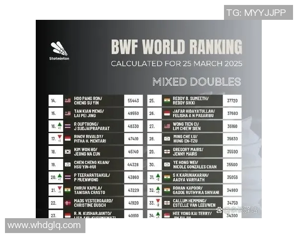 羽毛球混双世界排名及顶尖组合对比
